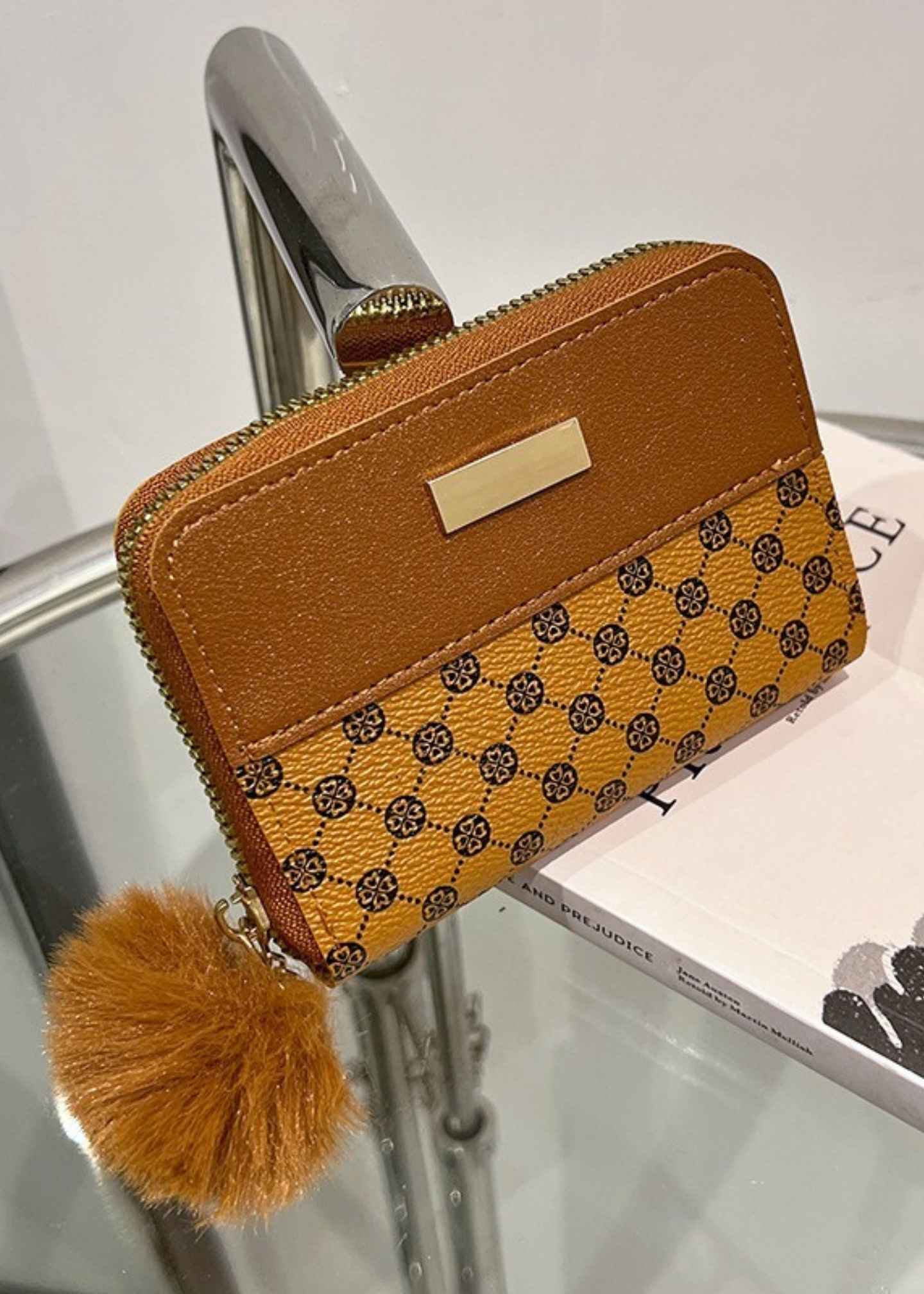 Brown Pattern Pom Pom Mini Wallet-PM-WLT-30011-02-Pablo-Mode (1)